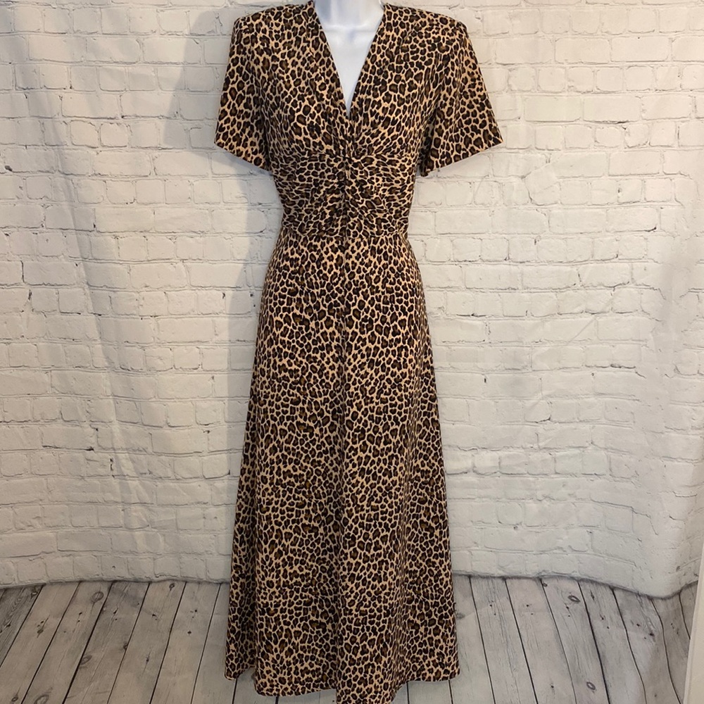 Vintage Dani Michaels animal print front knit maxi dress